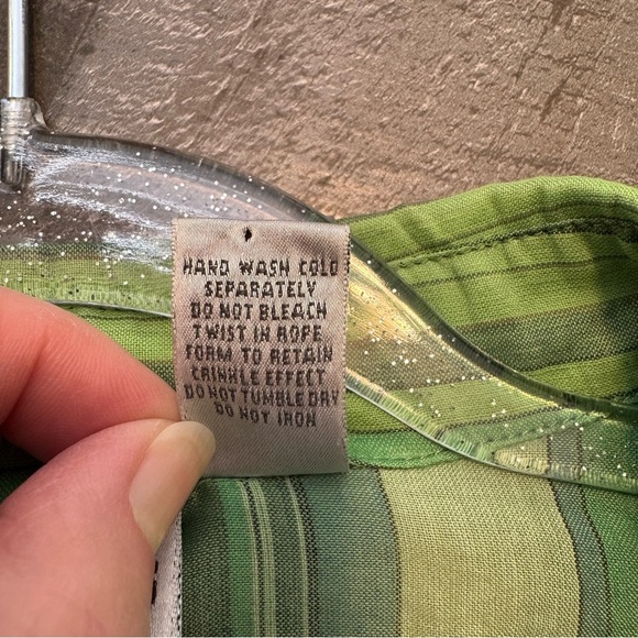 Chico's Vibrant Green Striped Shirt size 3 - Picture 6 of 10